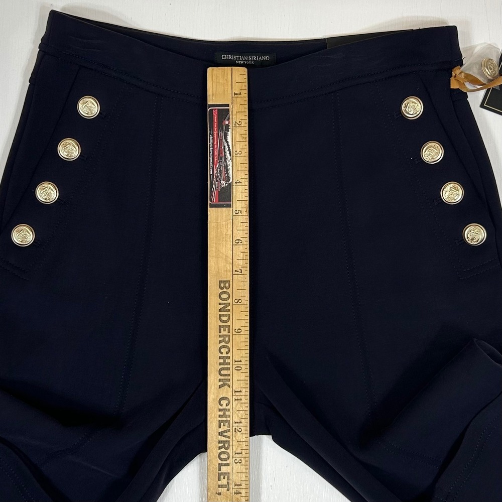 Christian Siriano New York Navy Sailor Button High Rise Straight Leg Pants S - Picture 8 of 11